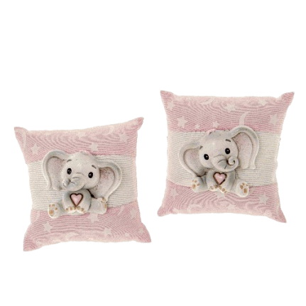 Cuscino con elefante baby rosa