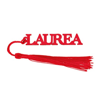 Applicazione Laurea in legno con nappa rossa