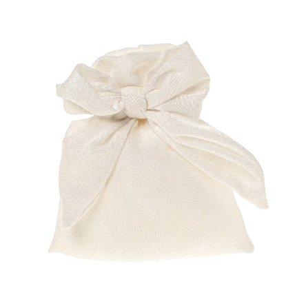 Sacchetto porta confetti con fiocco bianco in tessuto
