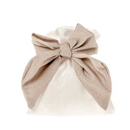 Sacchetto porta confetti con fiocco beige in tessuto