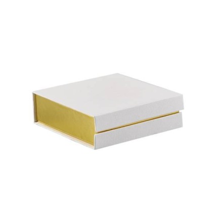 Scatola degustazione bianca con bordo oro e divisori  13x13.5 cm