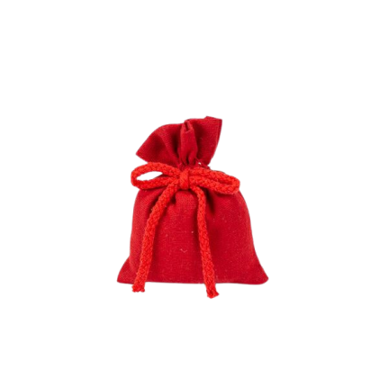 Sacchetto porta confetti rosso con fiocco in cordone