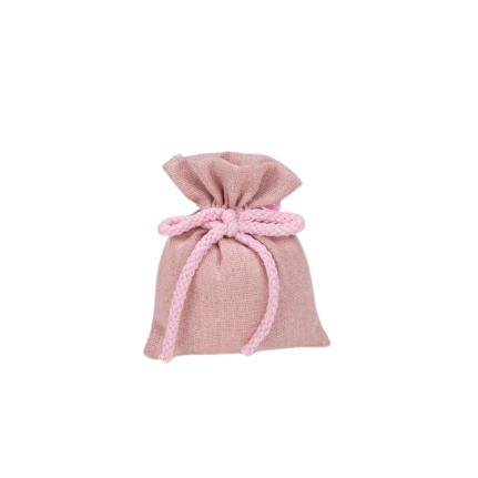 Sacchetto porta confetti rosa con fiocco in cordone