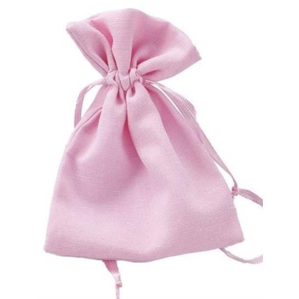 Sacchetto porta confetti rosa in cotone con tirante