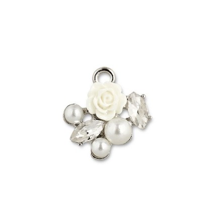 Rosa bianca con perle e strass