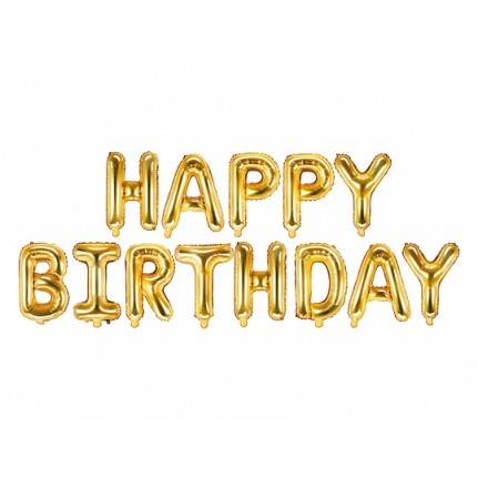 Palloncino metallizzato Happy Birthday oro