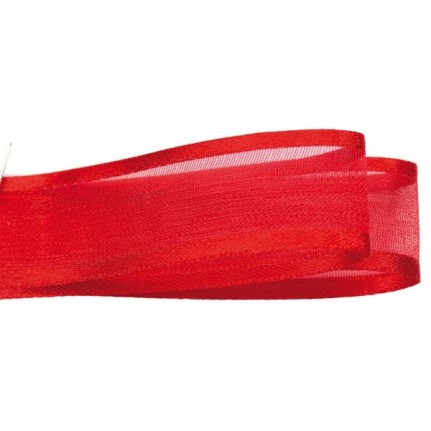 Nastro organza bordata rosso 38 mm