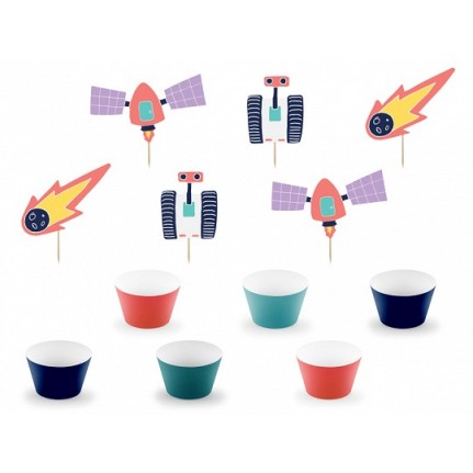 Kit Cupcake Space Star - 6 pezzi