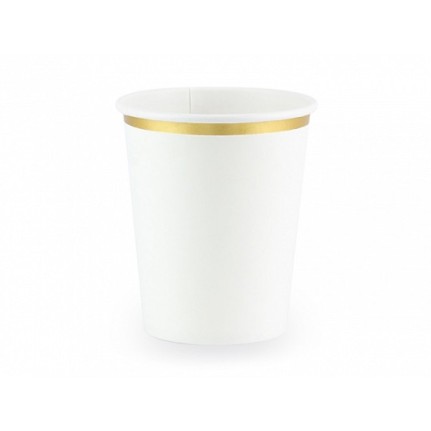 Bicchiere di carta bianco con bordo dorato