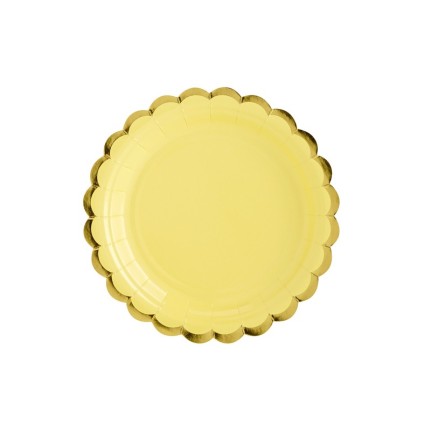Piatti di carta giallo con bordo oro