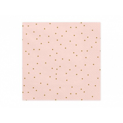 Tovaglioli di carta rosa con pois oro - 20 pezzi