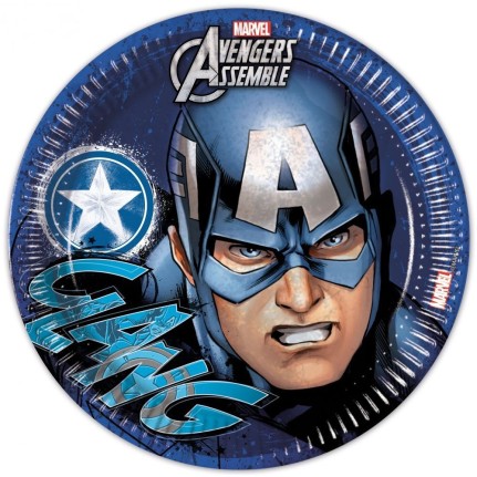 Piatto di carta Avengers Capitan America 23 cm - 8 pezzi