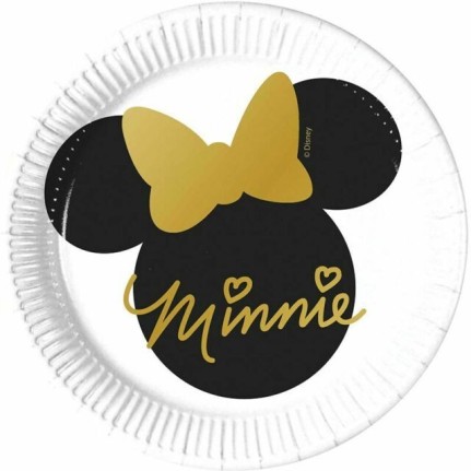 Piatto di carta Minnie oro e nero 23 cm - 8 pezzi