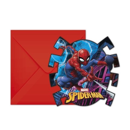 Biglietto invito Spiderman - 6 pezzi