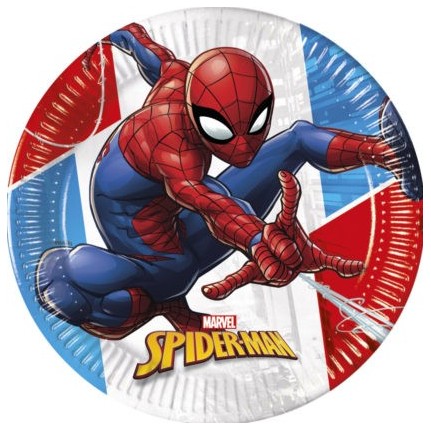 Piatto di carta Spiderman 23 cm COMPOSTABILE - 8 pezzi