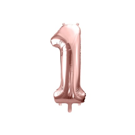 Palloncino foil numero uno oro rosa H 86 cm