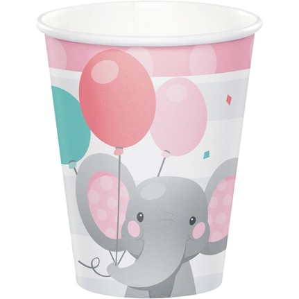 Bicchiere di carta Elefantino rosa 266 ml - 8 pz