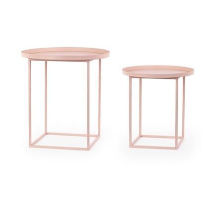 Set due tavolini rosa in metallo