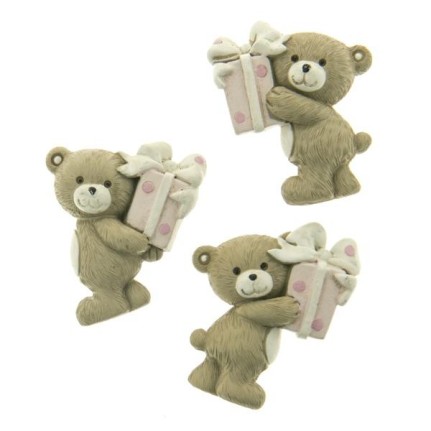 Magnete orso rosa con pacco regalo