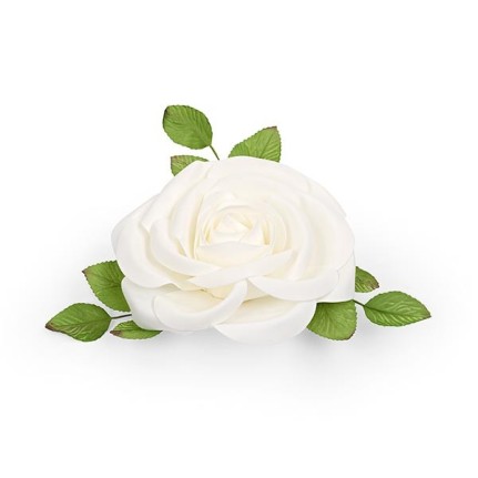 Rosa bianca con foglie 30 cm