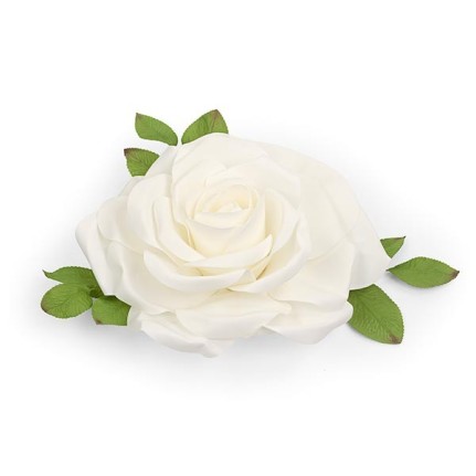 Rosa bianca con foglie 50 cm