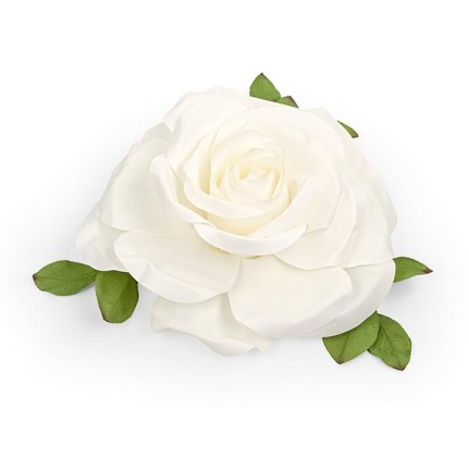Rosa bianca con foglie 70 cm