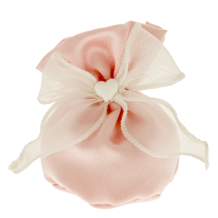 Pouf rosa con applicazione cuore e fiocco in organza