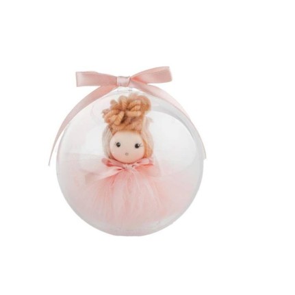 Bambola rosa con tulle dentro sfera