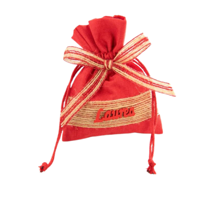 Sacchetto portaconfetti Laurea rosso con fascia e fiocco juta