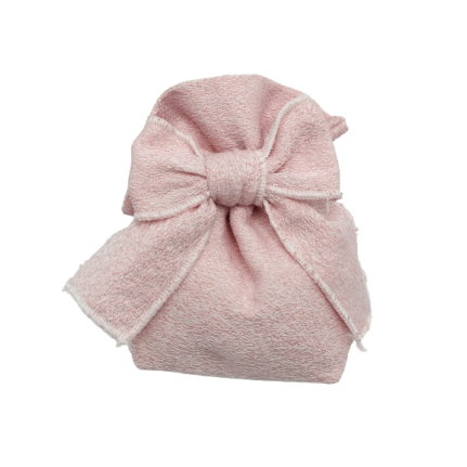 Sacchetto porta confetti pouf rosa confezionato