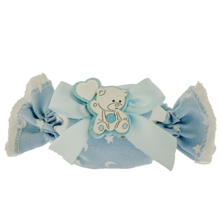 Sacchetto porta confetti Caramella azzurro Little star con applicazione orsetto