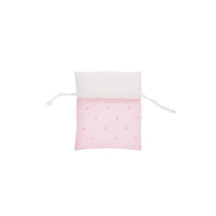 Sacchetto porta confetti rosa bicolore con pois - grande