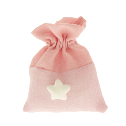 Sacchetto porta confetti rosa con applicazione stella